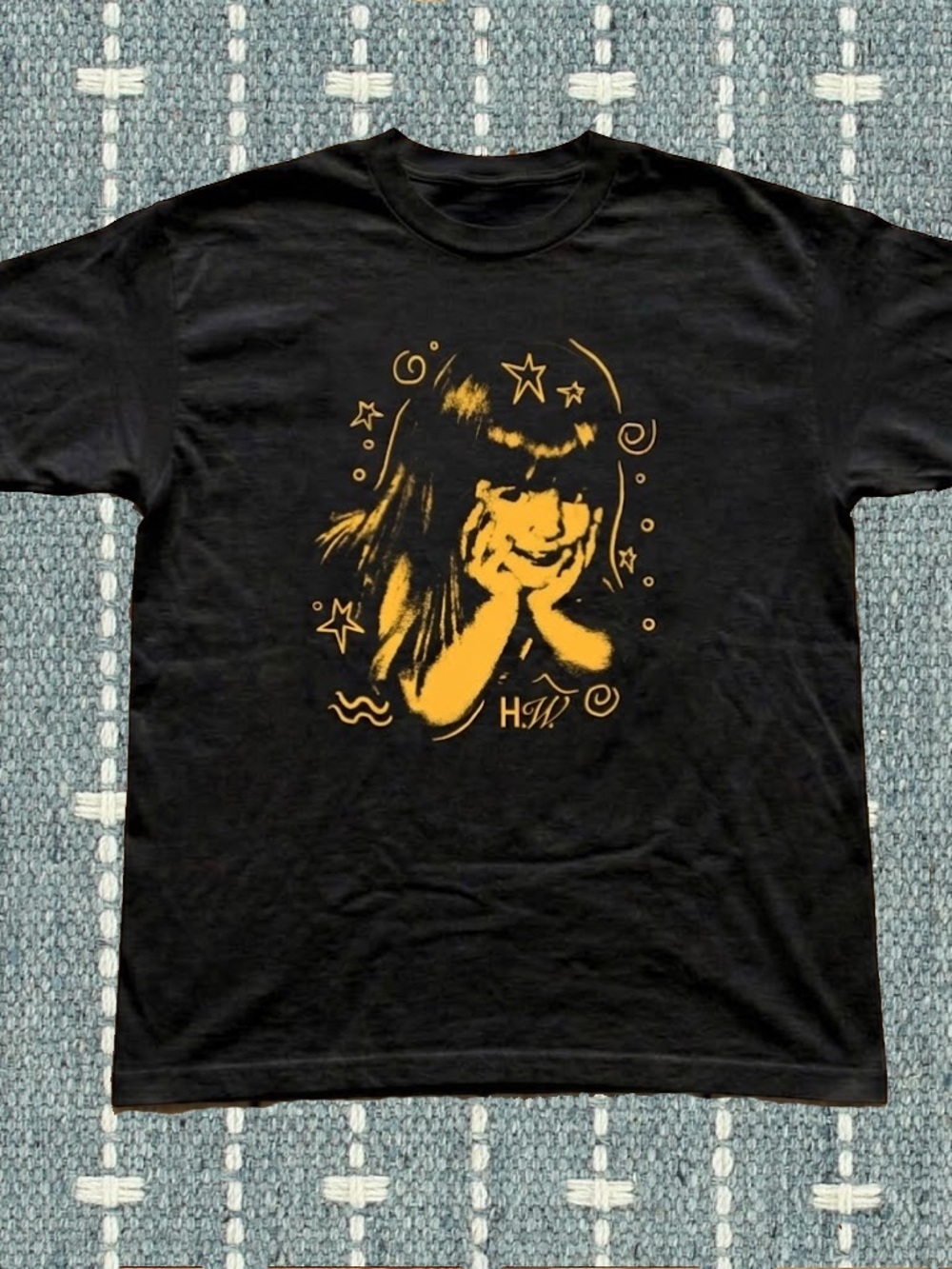 Gildan Black Short Sleeve Tee with Yellow Graphic Girl Design
